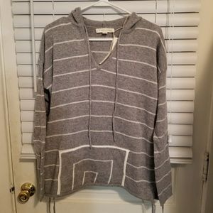 Grey and white striped hooded sweater from vici